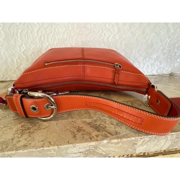 Coach Ergo Pleated hobo/soho red-orange Leather Shoulder Bag F13730 - Picture 11 of 14